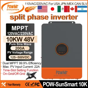 10KW 48V Split Phase Inverter All in One Hybrid Solar Inversor 110/220VAC Output PV 500VDC with Dual MPPT 200A Tracker