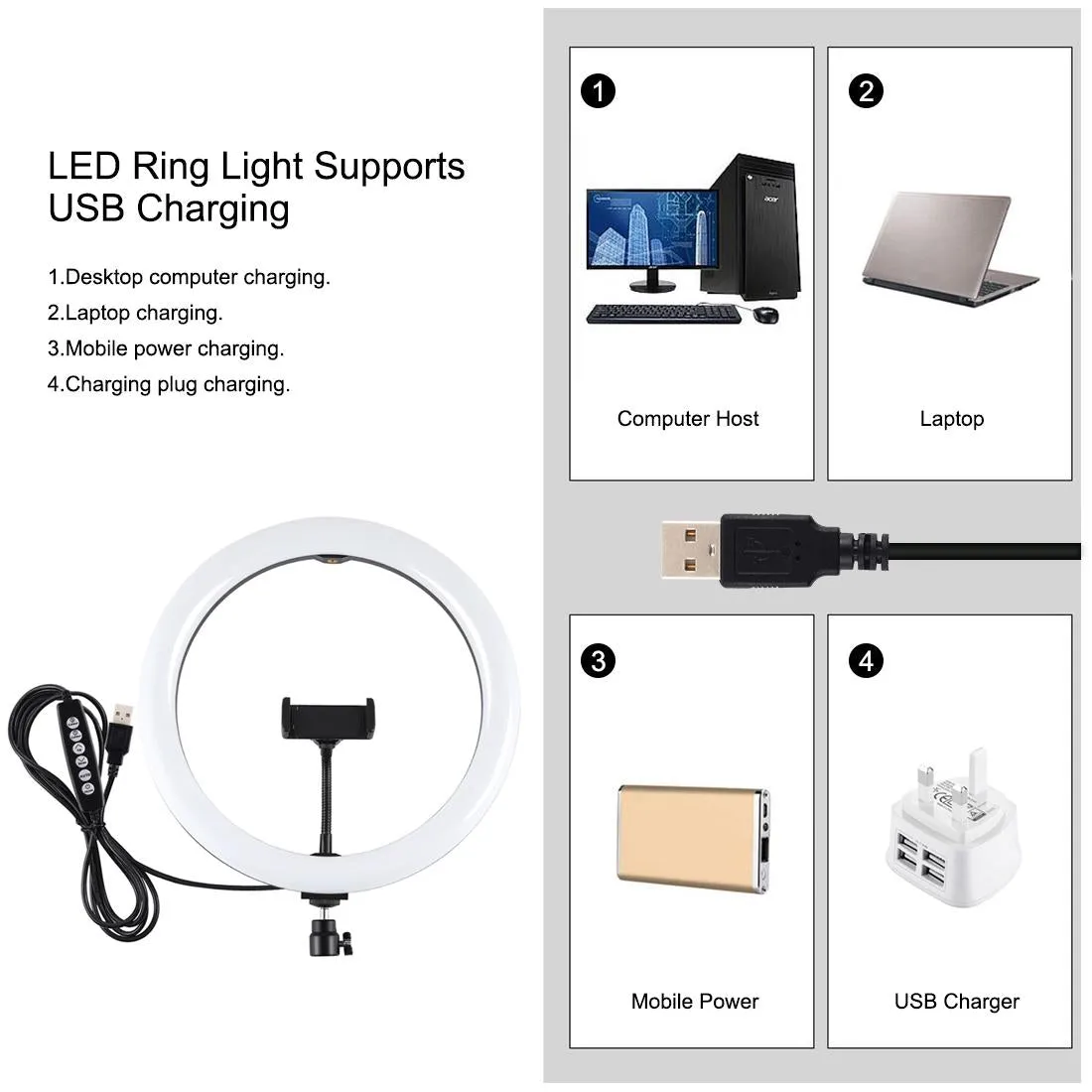 11.8 Led Ring Light Kit with Tripod and Phone Clamp