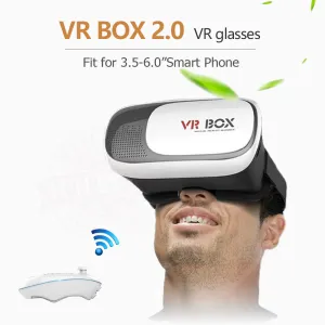2017 New Google cardboard HeadMount VR BOX 2.0 VR Virtual 3D Glasses for 3.5" - 6.0" Smart Phone   Bluetooth Remote Controller