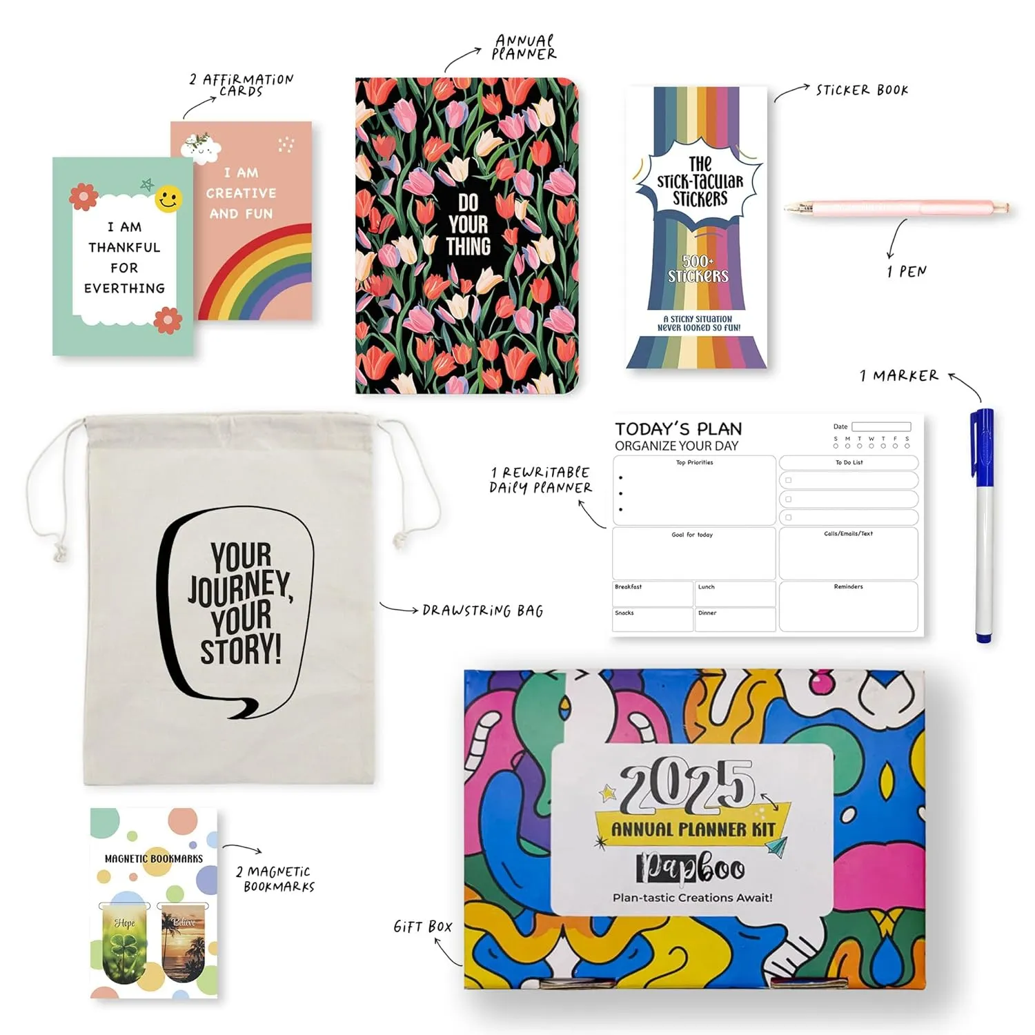 2025 Undated Annual Planner Kit - Floral