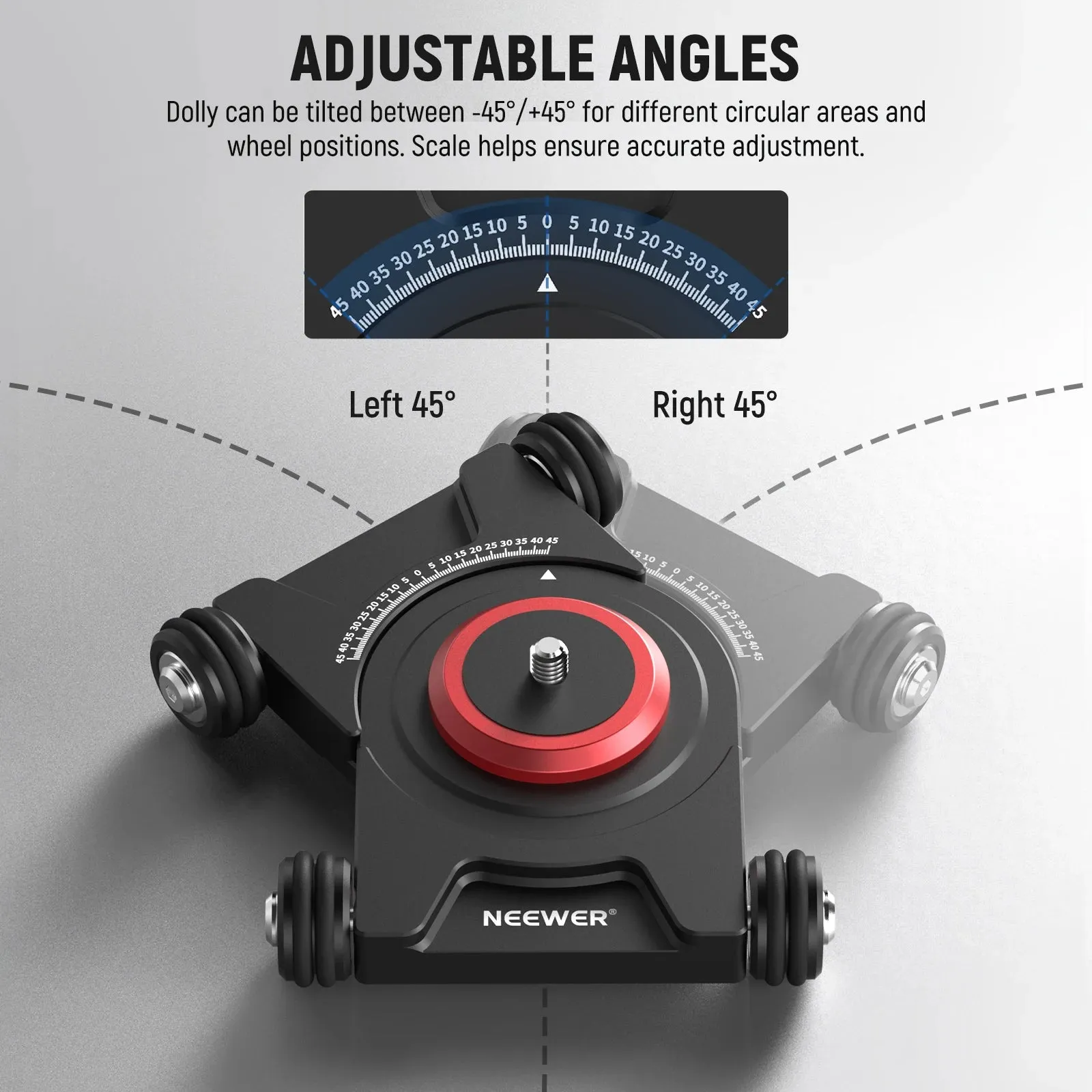 4 Wheeled Camera Slider Dolly with Ball Head & Phone Clamp 360 Panorama Skater