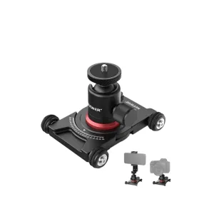 4 Wheeled Camera Slider Dolly with Ball Head & Phone Clamp 360 Panorama Skater