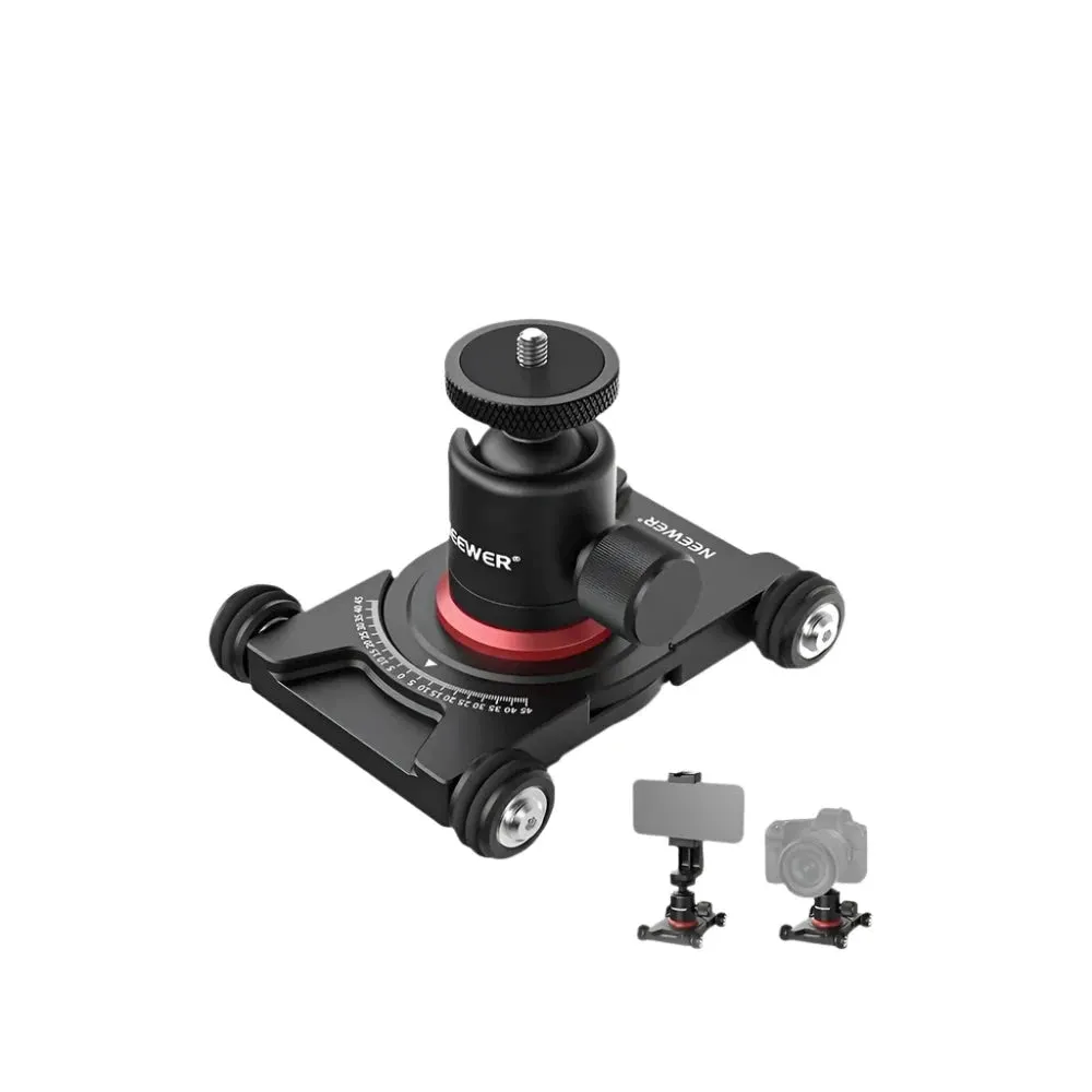 4 Wheeled Camera Slider Dolly with Ball Head & Phone Clamp 360 Panorama Skater