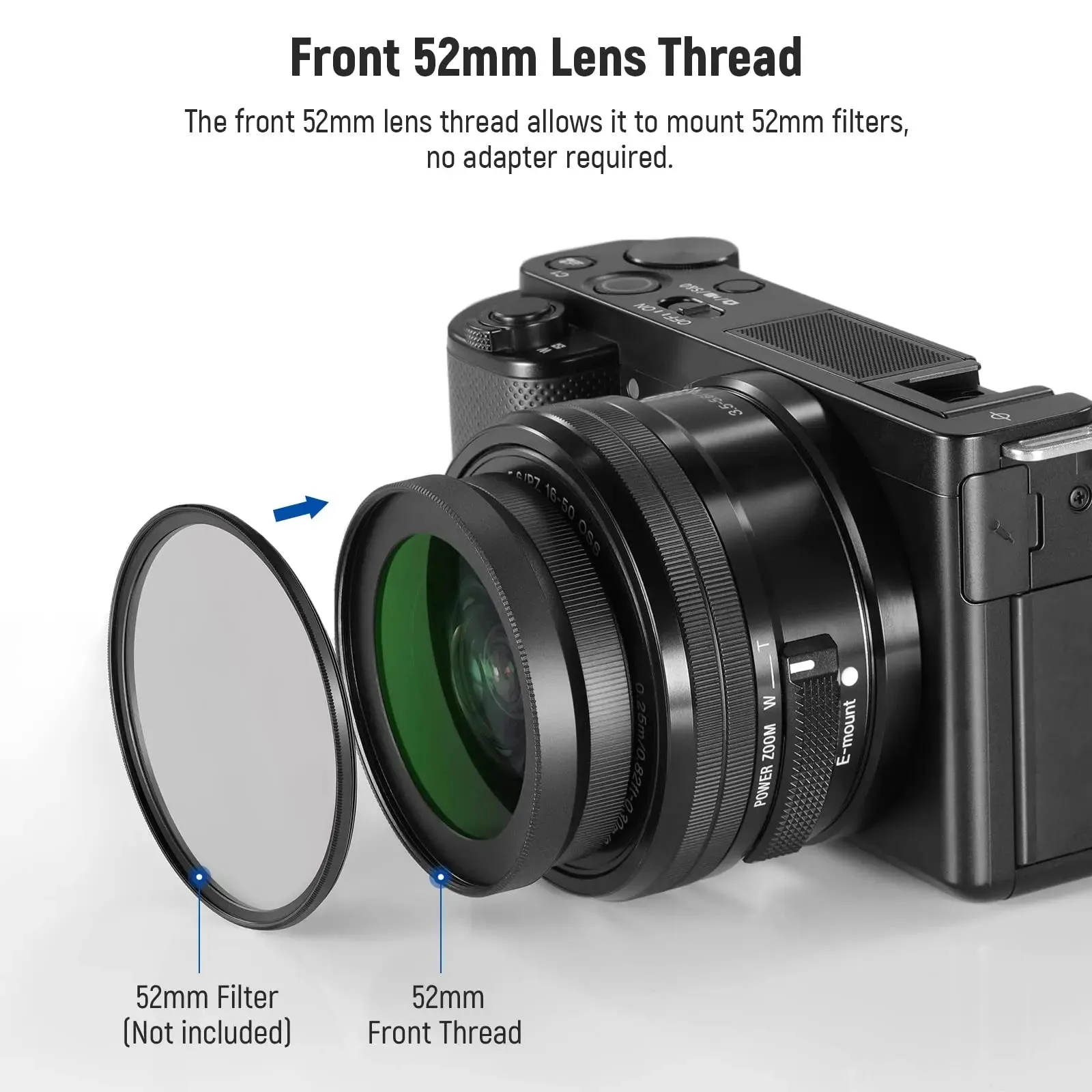 40.5mm Hd Wide Angle Lens for Sony Zv 1f Zv E10 A5000 A6000 2 in 1 18mm Wide Angle & 10x Macro Lens Adapter