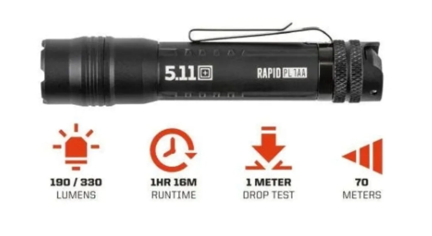 5.11 Tactical Rapid PL 190-330 Lumens Clip Flashlight