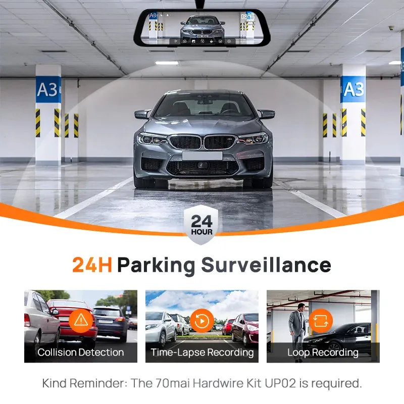 9.35 Inch Touch Screen Dual Channel Dash Cam 1944P Hdr 138Fov Voice Control