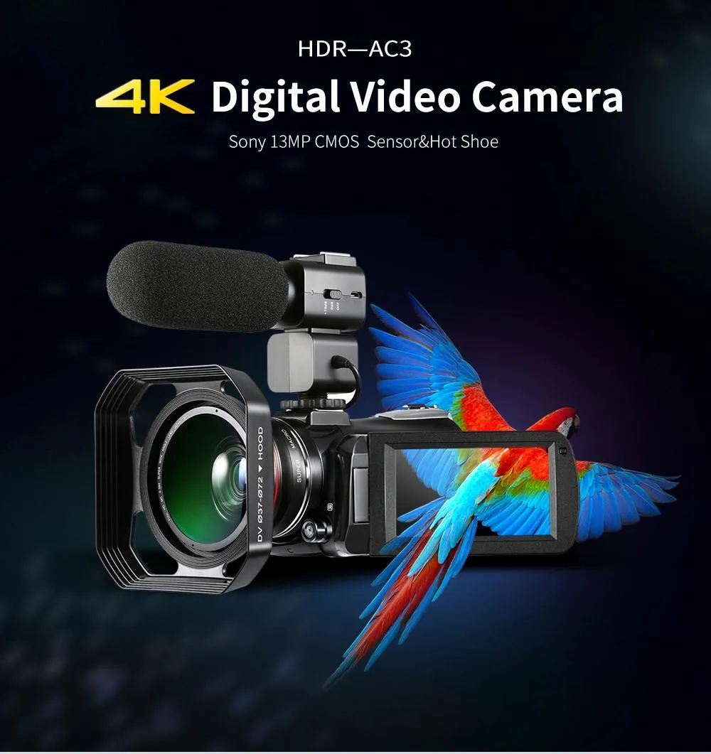 Ac3 3.1 Inch Ips Screen 4K Full Hd 13Mp Night Vision Wifi Live Camcorder Dv Digital Camera - Standard Black
