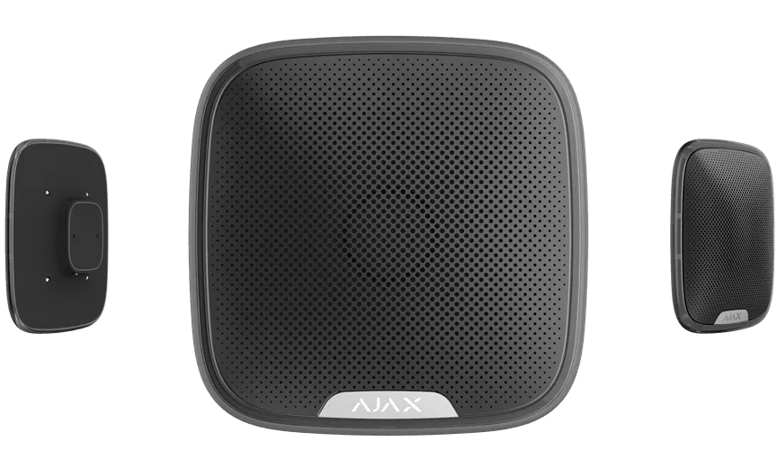 Ajax StreetSiren Wireless outdoor siren with a clip lock for a branded faceplate Black