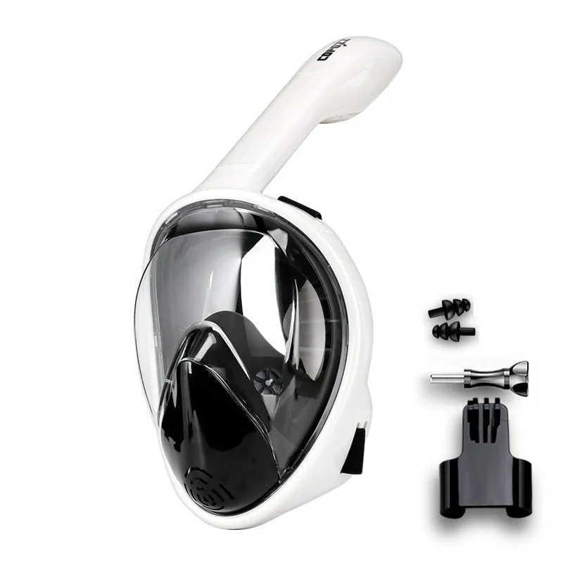 Anti Fog Full Face Snorkel Swimming Mask With Camera Mount For Wide View