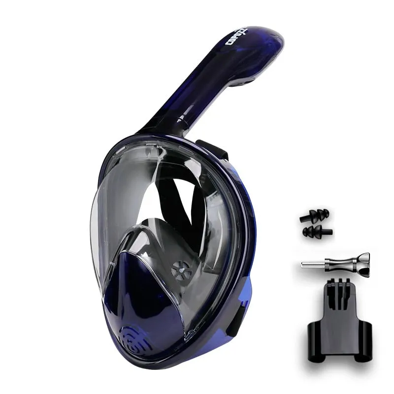Anti Fog Full Face Snorkel Swimming Mask With Camera Mount For Wide View