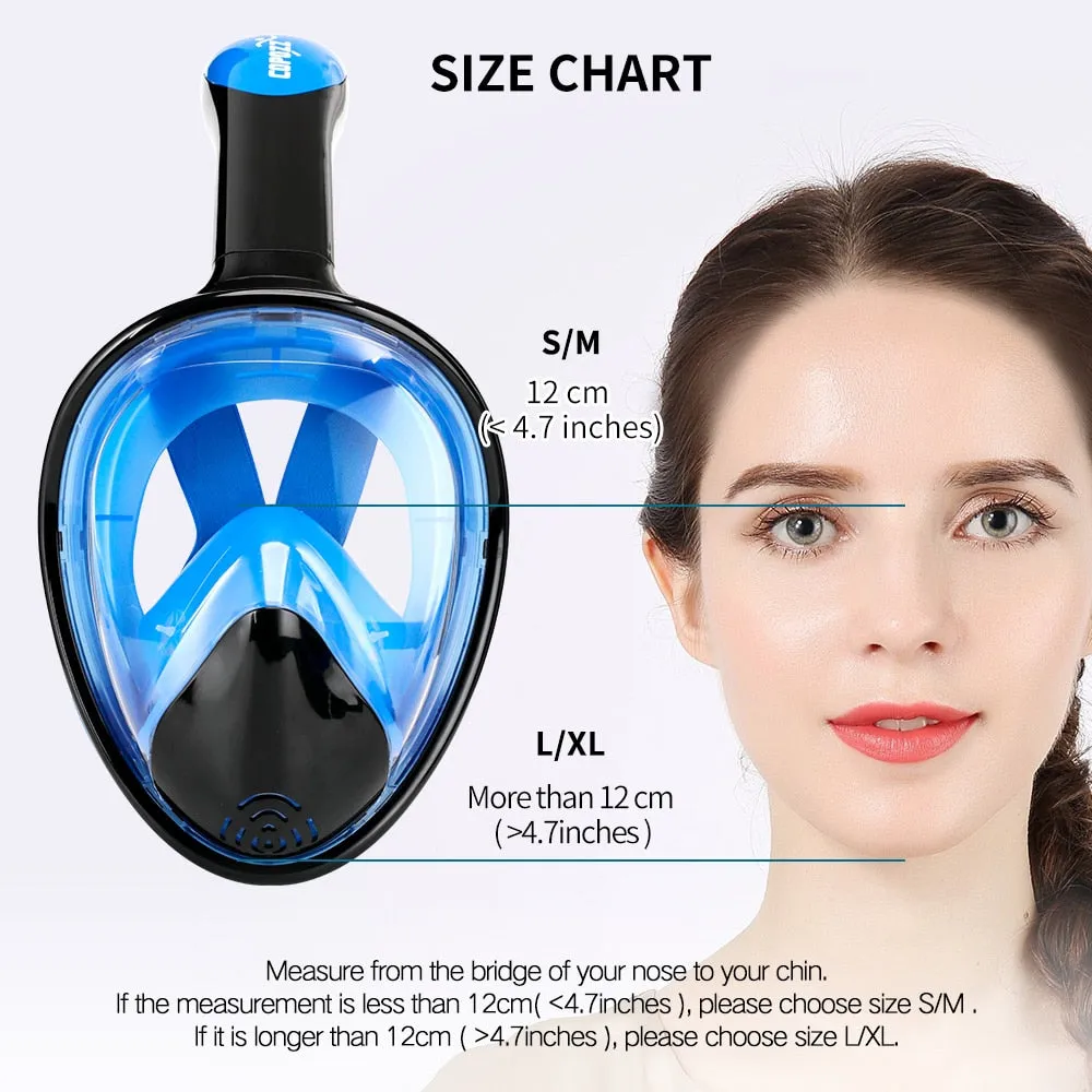 Anti Fog Full Face Snorkel Swimming Mask With Camera Mount For Wide View