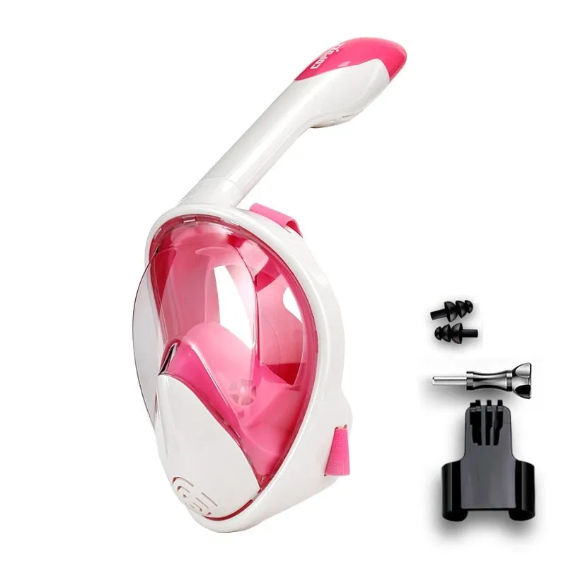 Anti Fog Full Face Snorkel Swimming Mask With Camera Mount For Wide View