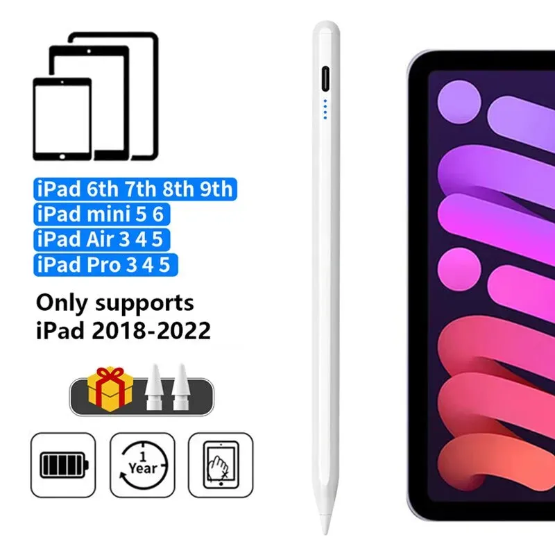 Apple Pencil Palm Rejection Stylus for Ipad 2022 2021 2020 2019 2018 Pro Air Mini Power Display Precise Pen