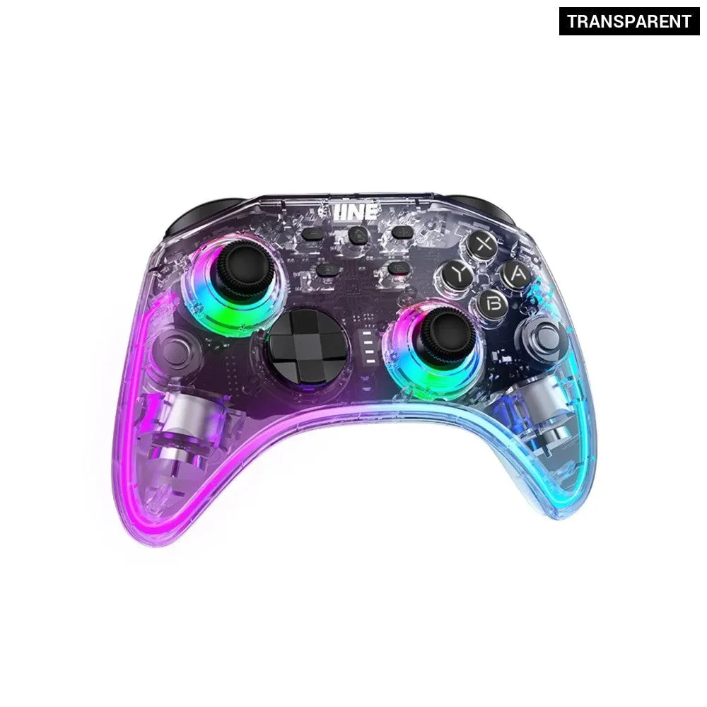 Ares Transparent Wireless Controller with Headset Jack Rgb Light Compatible Nintendo Switch Steam