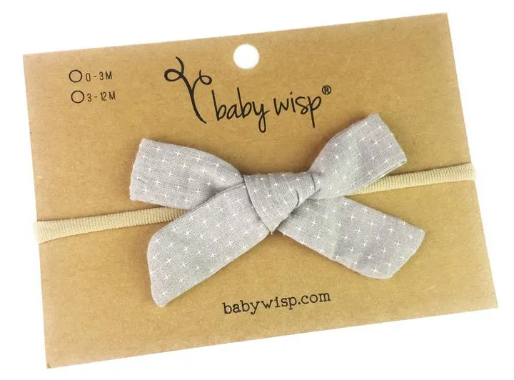 Baby Wisp Hand Tied Starlite Bow - Grey