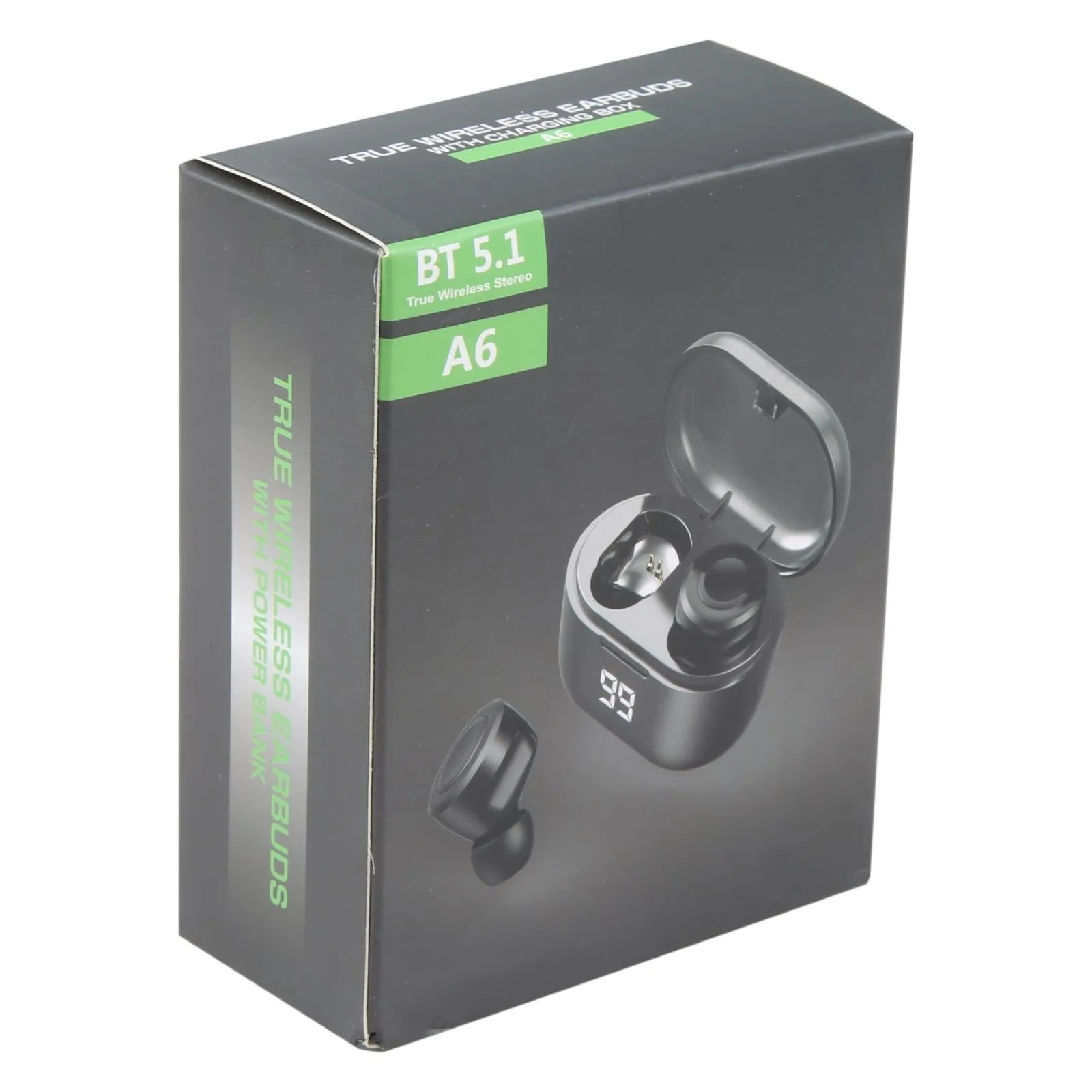 Black A6 True Wireless Earbuds   Charging Box