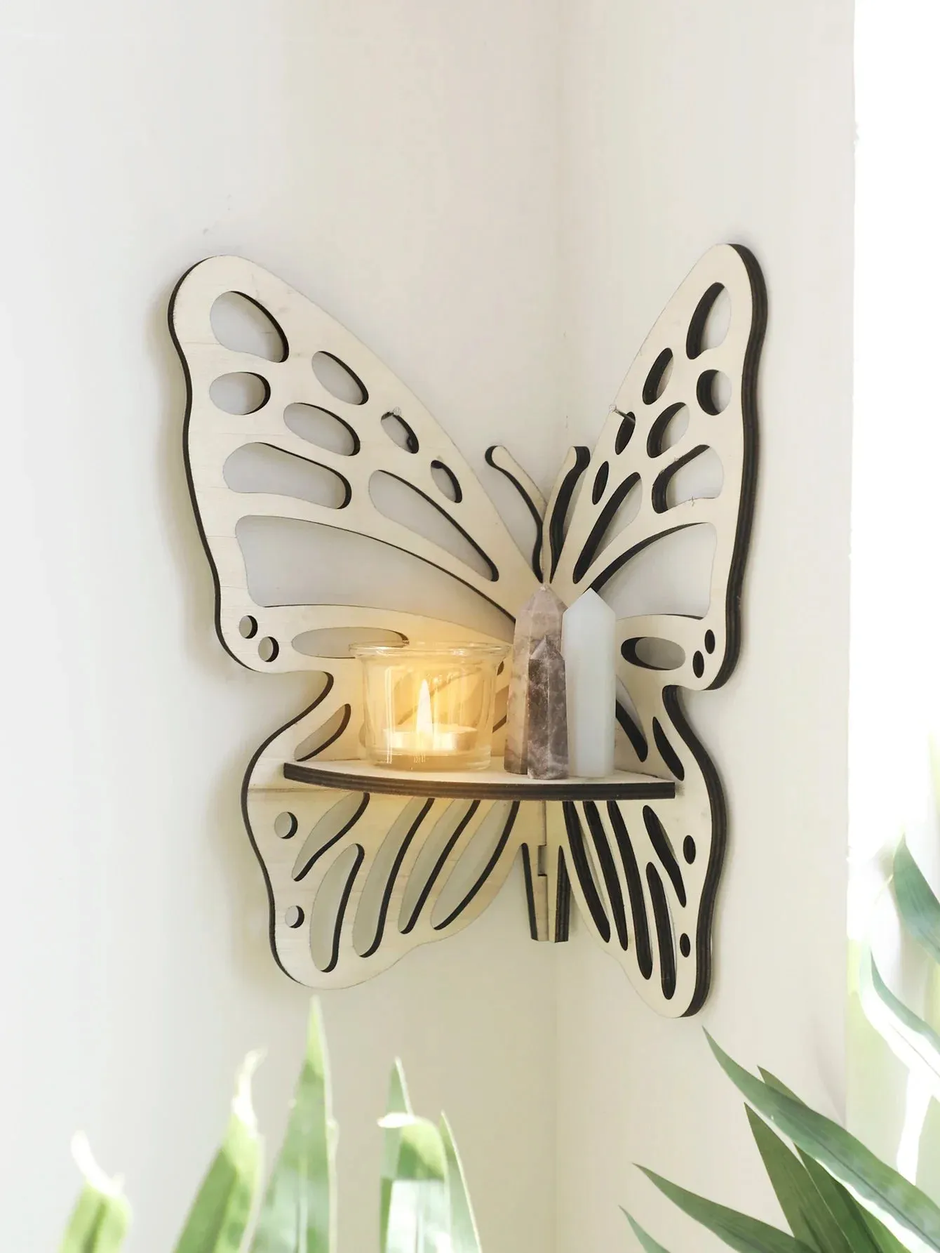 Boho Butterfly Crystal Shelf Wall Jewelry Organizer