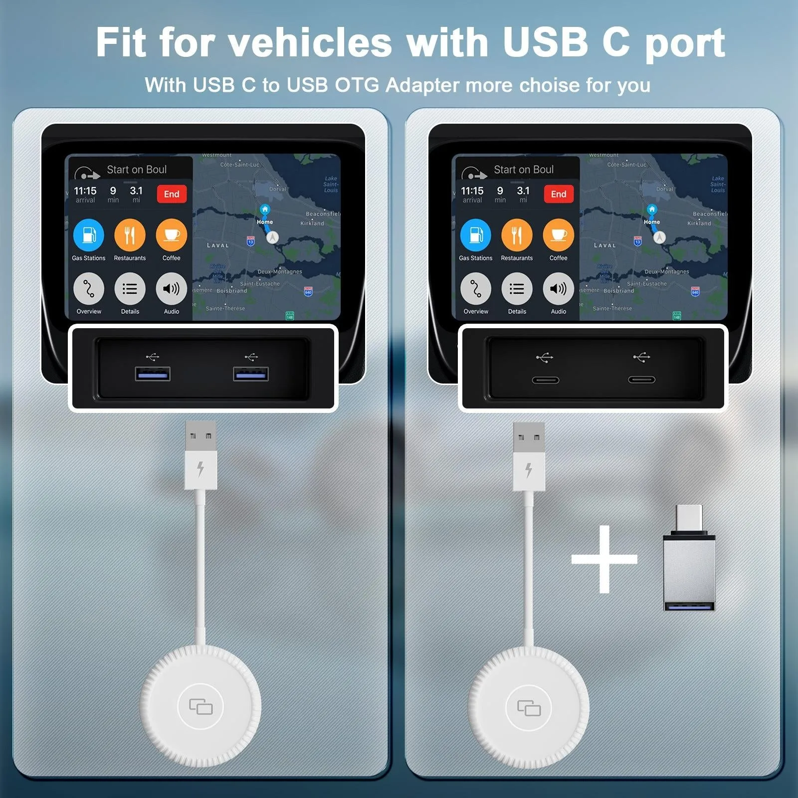 Car Mirror Adapter for Iphone with Usb-c / Type-c & Usb Carplay