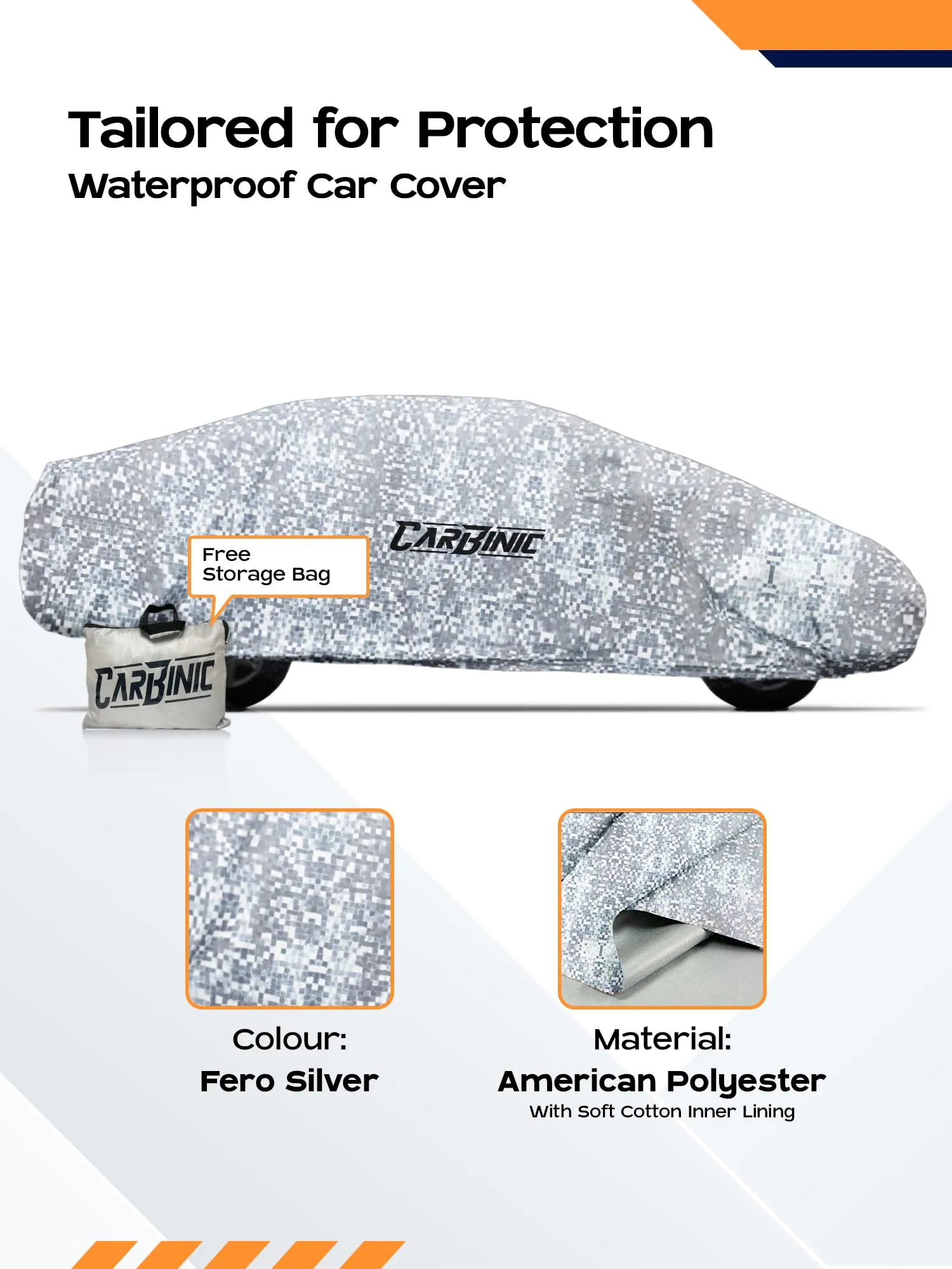 CARBINIC Waterproof Car Body Cover for Volkswagen Polo 2022 | Dustproof, UV Proof Car Cover | Car Accessories | Mirror Pockets & Antenna Triple Stitched | Double Layered Soft Cotton Lining
