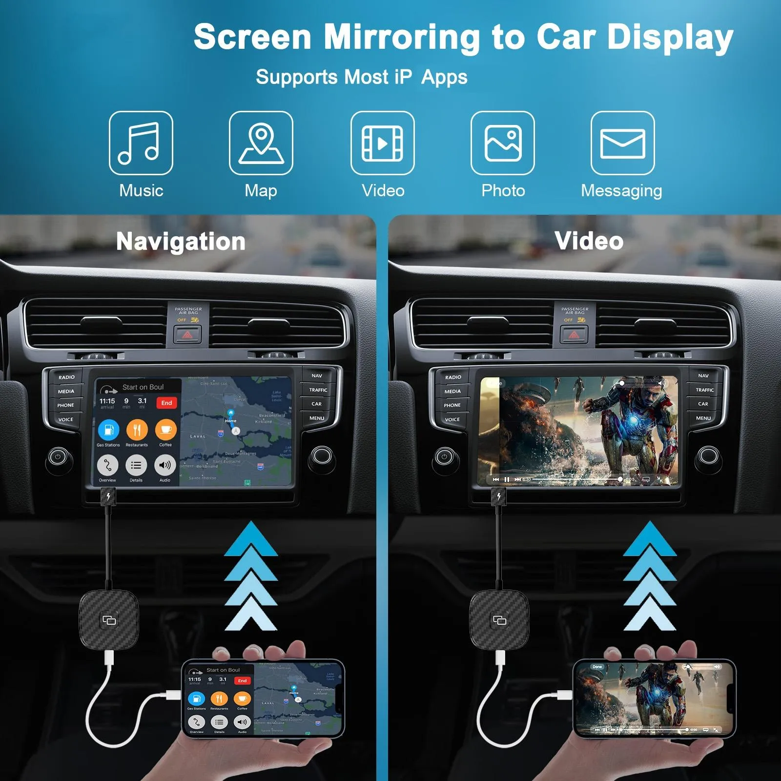 Carplay Adapter for Iphone - Carbon Fiber Usb & Usb-c
