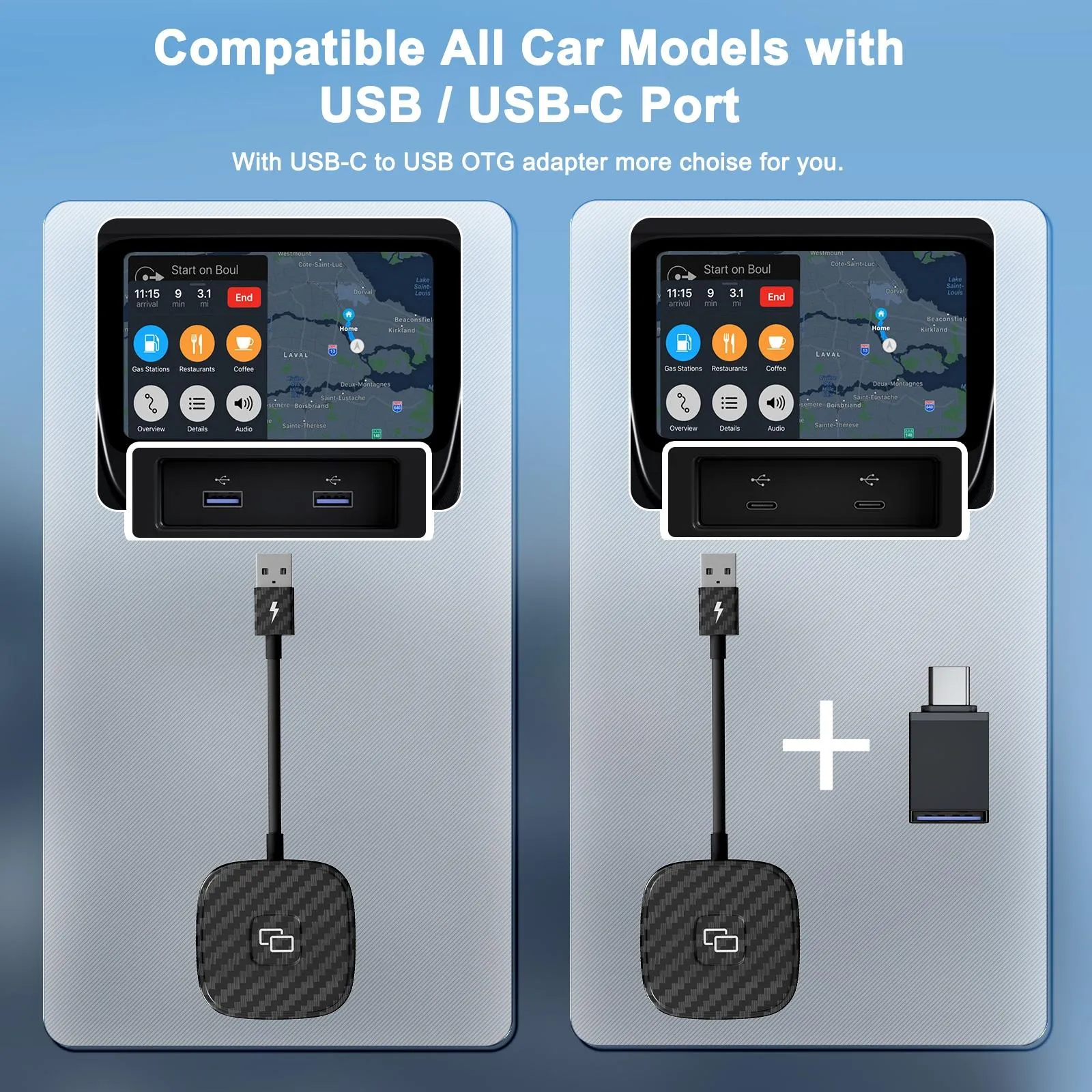 Carplay Adapter for Iphone - Carbon Fiber Usb & Usb-c