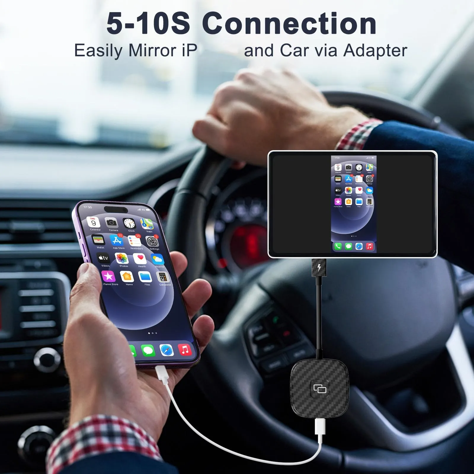 Carplay Adapter for Iphone - Carbon Fiber Usb & Usb-c