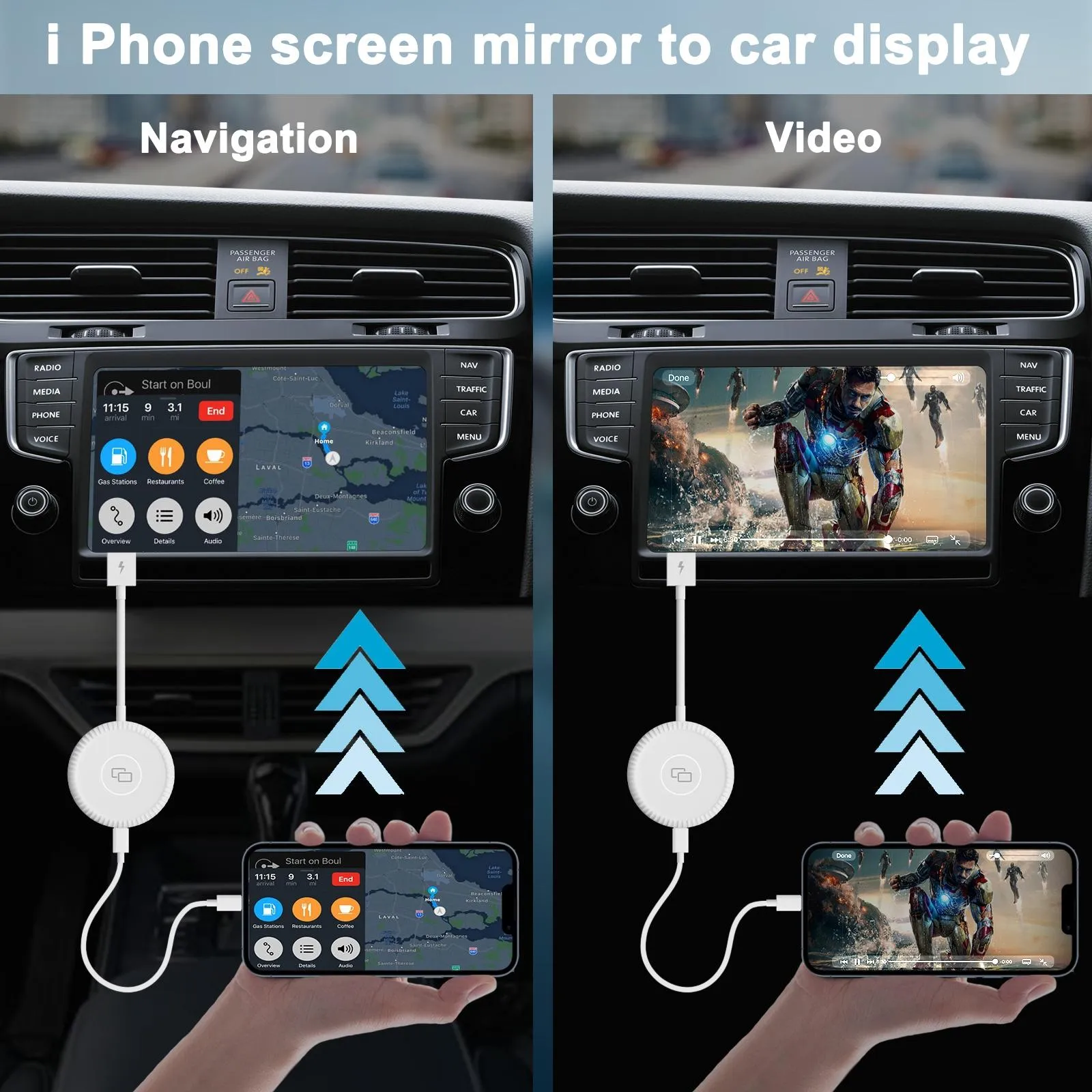 Carplay Mirror Adapter for Iphone - Usb & Usb-c