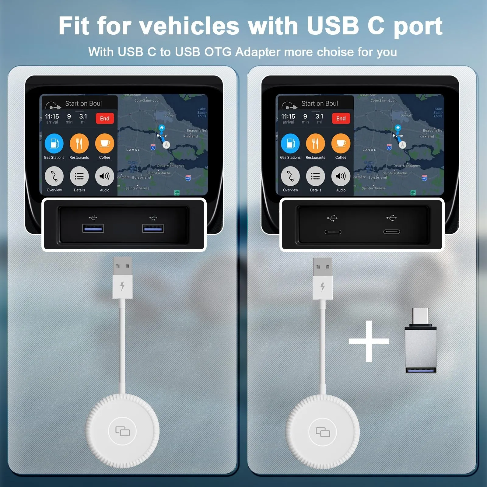 Carplay Mirror Adapter for Iphone - Usb & Usb-c