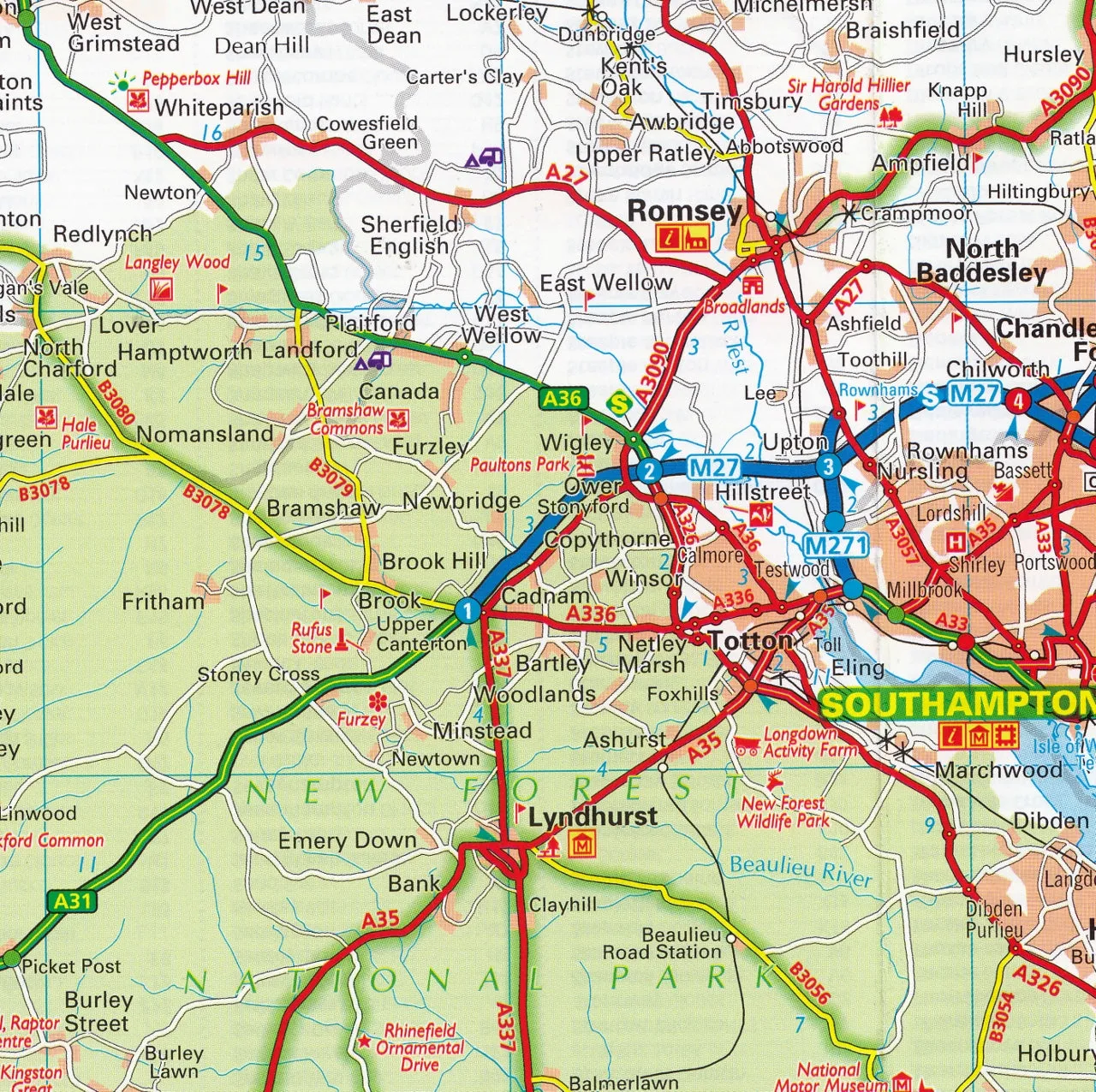 Central Southern England AA Road Map 2