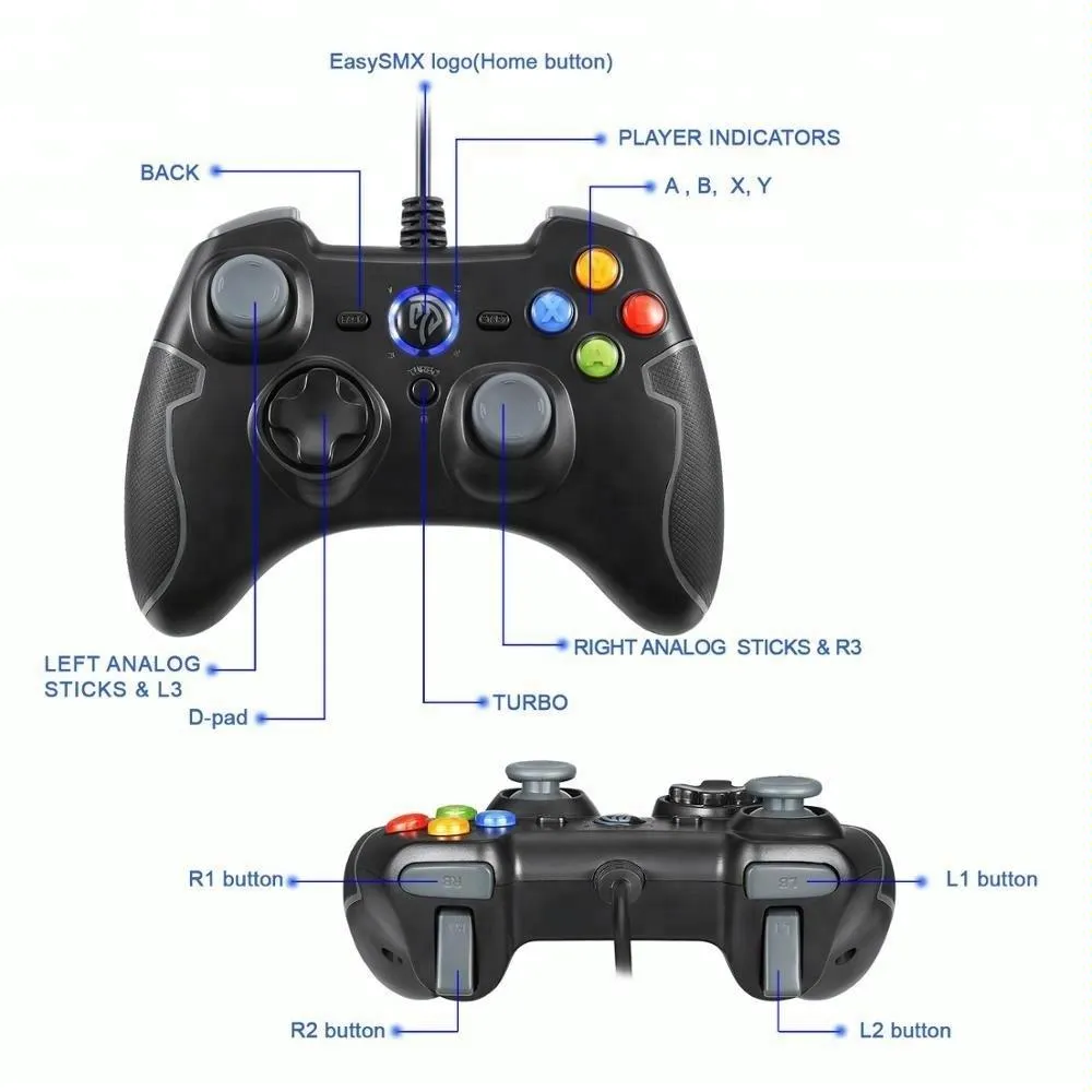 Esm-9100 Wired Game Controller for Pc / Android / Ps3 Grey