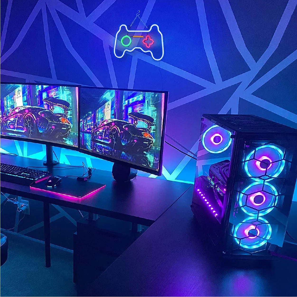 Gamepads Neon Light Strip for Wall Bedroom Gaming Rooms Office Home Decoration LED Indoor Art L X H 12 X 8.3 Inches