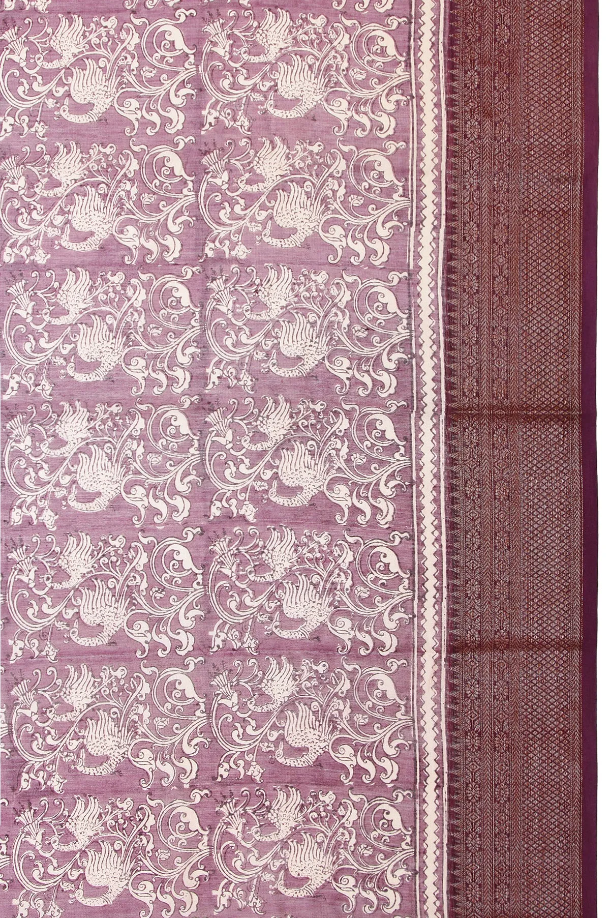 Magenta Chanderi Cotton Silk Saree with Chevron Pattern