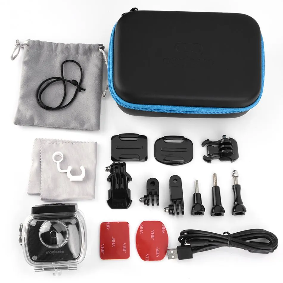 Magicsee P3 360 Panoramic Camera Dual Lens 3040*1520 30fps 1500mAh Go 30m Waterproof Case Pro 16MP VR Camera Sport Action camera