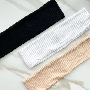 Neutral Solid Ribbed Skinny Headband by Valeri