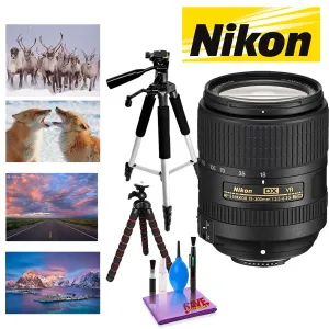 NIKON 18-300MM F/3.5-6.3G ED AF-S DX VR Lens with 12 in Flexible Tripod and 72 in Professional Heavy Aluminum Tripod Bundle
