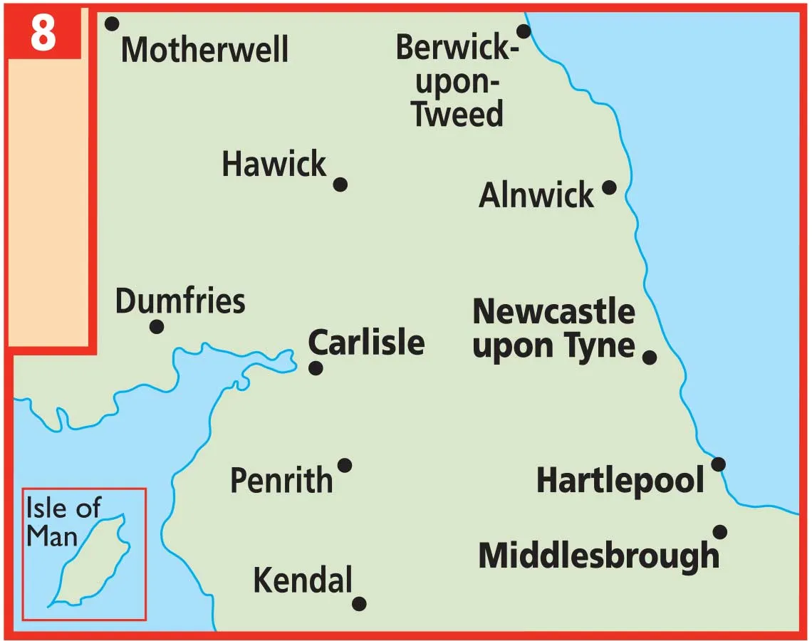 North of England and Scottish Borders AA Road Map 8