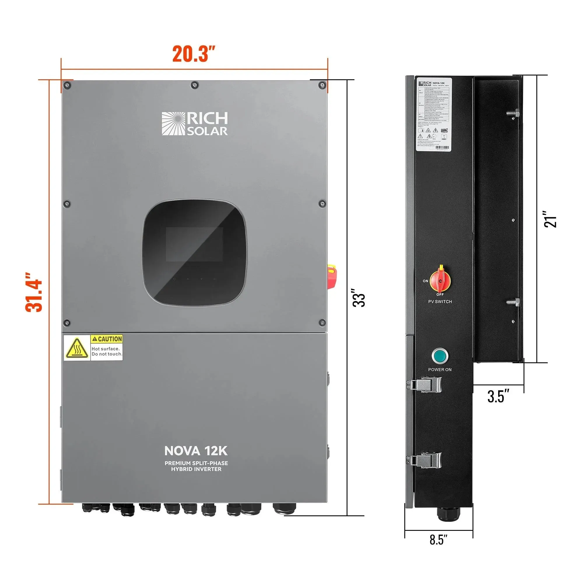NOVA 12K | 12000 Watt 48V Split Phase Hybrid Inverter | 12000W PV Input, 10000W Continuous Output 120/240V | UL Certified