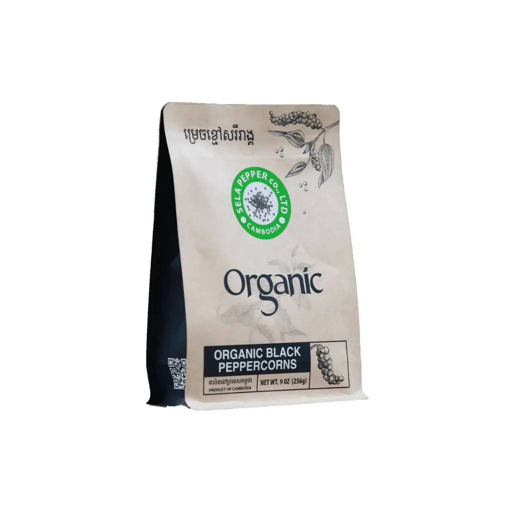 Organic Black Peppercorn in Paper Bag 256g