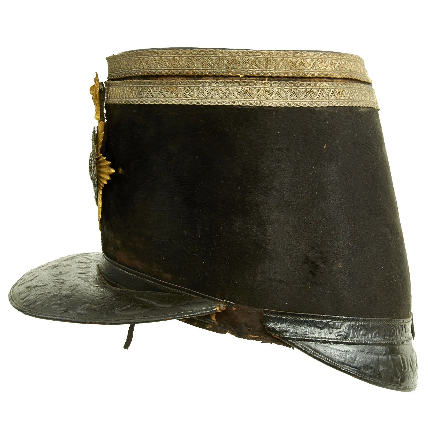 Original British Crimean War Era Royal Cumberland Militia Officer Tschako named to Col. Louther - dated 1855