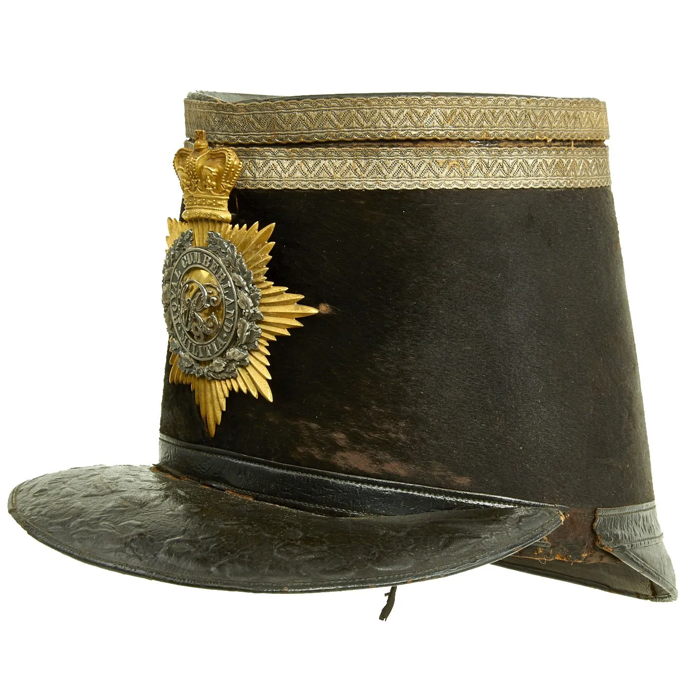 Original British Crimean War Era Royal Cumberland Militia Officer Tschako named to Col. Louther - dated 1855