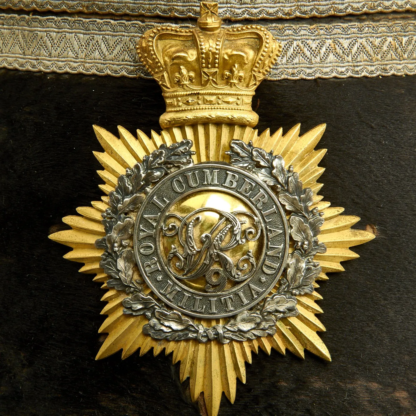 Original British Crimean War Era Royal Cumberland Militia Officer Tschako named to Col. Louther - dated 1855