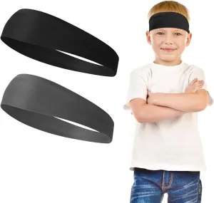 Qianyu 2 Pieces Sports Headbands for Kids Breathable Sweatbands Soft Humidity Wicking Elastic Sweat Soccer Baseball Hairbands Athletic Accessories