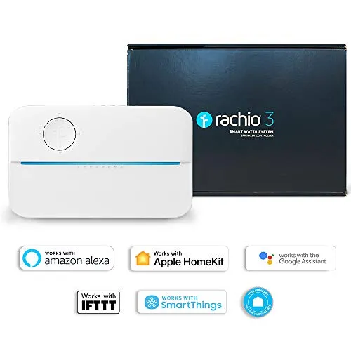 Rachio 3 Smart Sprinkler Controller, 8 Zone 3rd Generation, Alexa and Apple HomeKit Compatible with Hyperlocal Weather Intelligence Plus and Rain, Freeze and Wind Skip