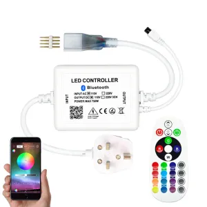 RGB LED Strip 120 LEDs/m 220V 240V Bluetooth Controller with Remote