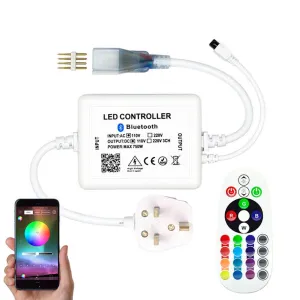 RGB LED Strip 120 LEDs/m 220V 240V Bluetooth Controller with Remote
