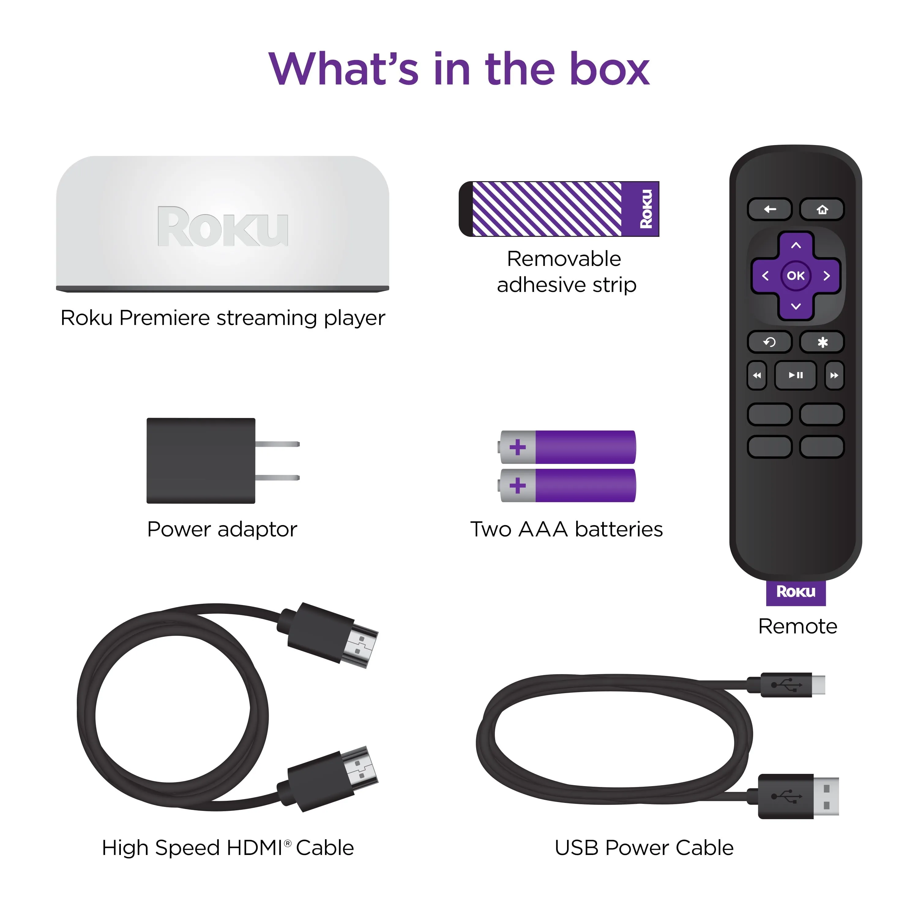 Roku Premiere | 4K/HDR Streaming Media Player Wi-Fi Enabled with Premium High Speed HDMI Cable and Standard Remote