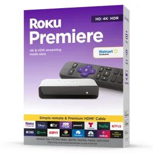 Roku Premiere | 4K/HDR Streaming Media Player Wi-Fi Enabled with Premium High Speed HDMI Cable and Standard Remote