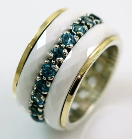 Spinner ring for women designer ceramic silver gold spin ring