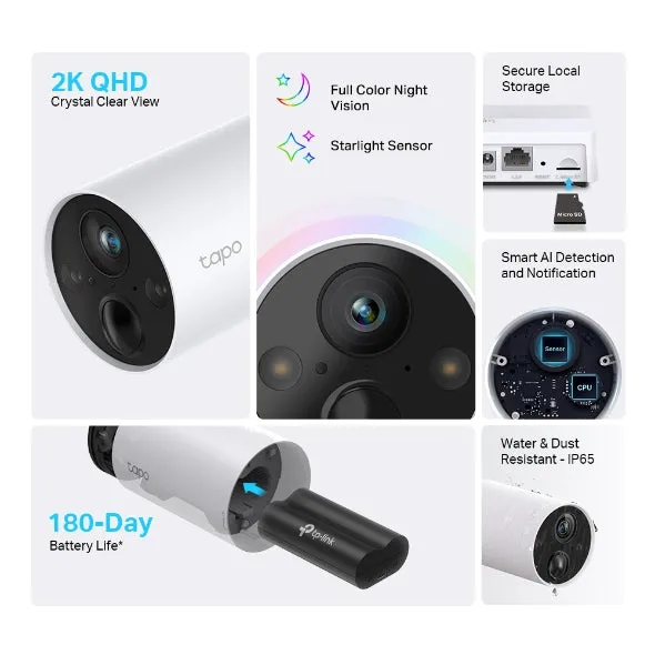 Tapo C420s2 V1 - 2 X Tapo C420 Cameras   Tapo H200 Hub - Network Surveillance Camera - Outdoor, Indoor - Dust Resistant