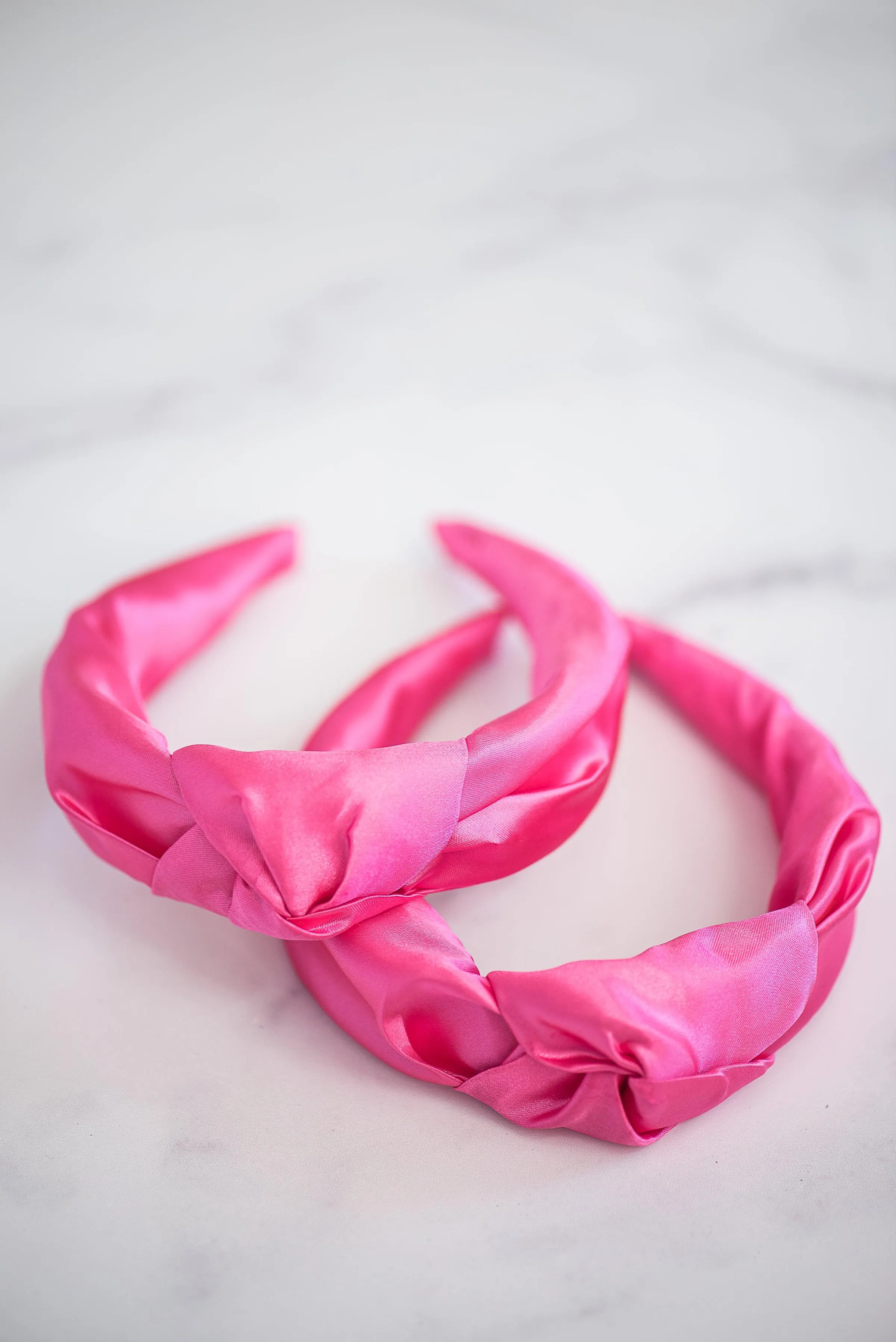 The Tiny Tassel Headband in Hot Pink Satin